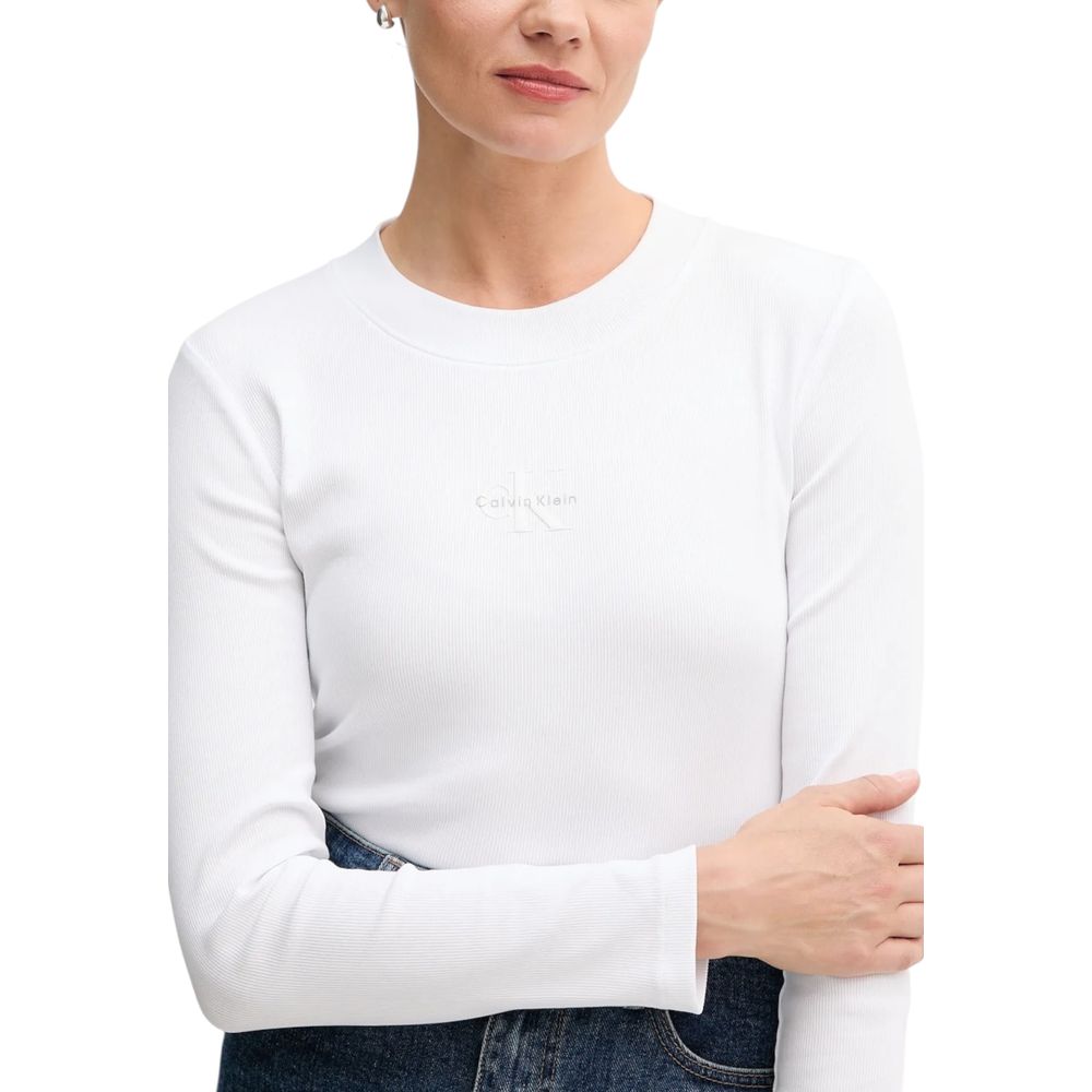 Weißes Langarm-T-Shirt aus Baumwolle Calvin Klein Jeans