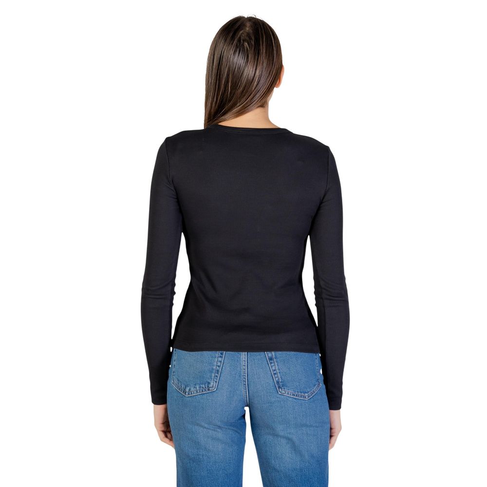 Schwarzes Langarm-T-Shirt aus Baumwolle Calvin Klein Jeans