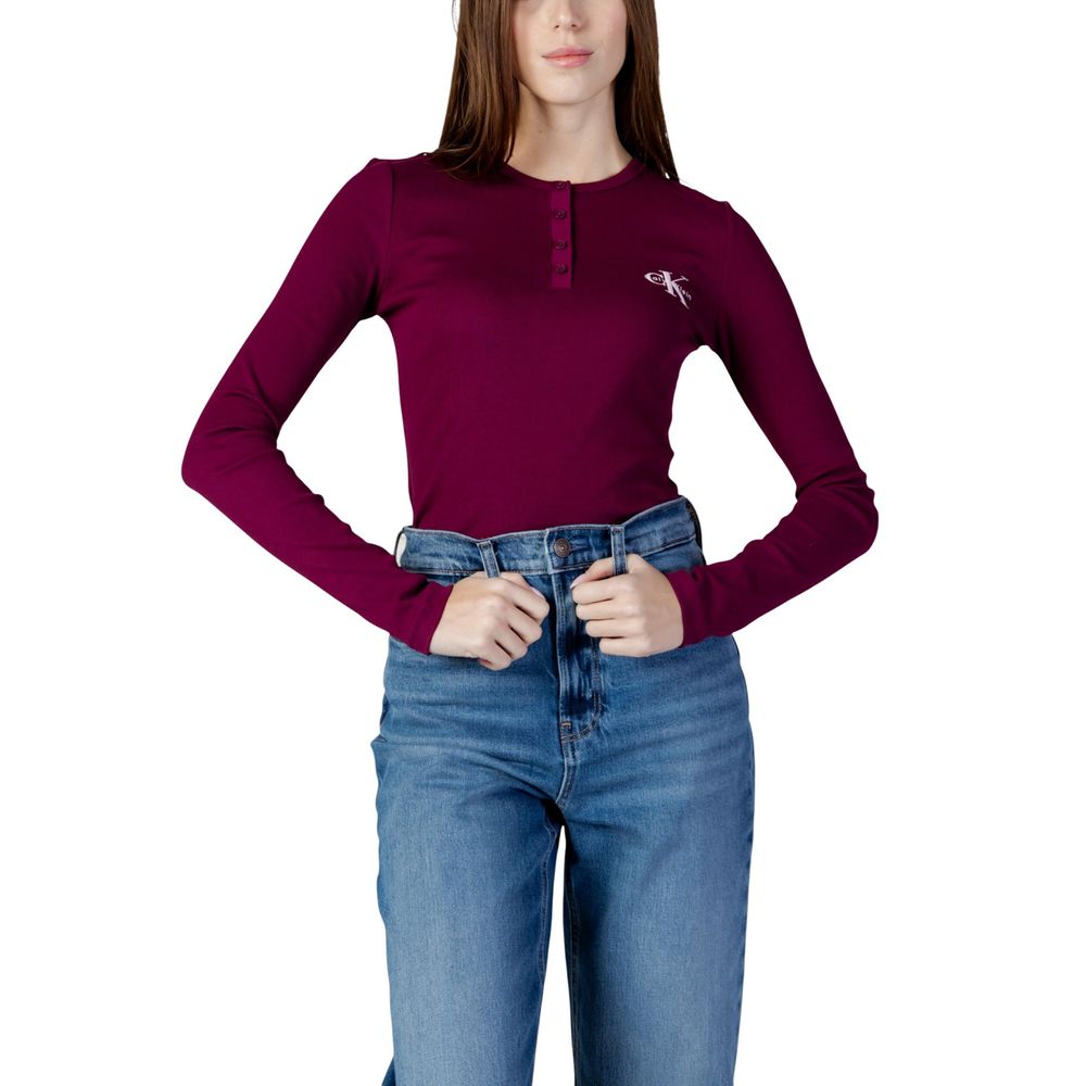 Langärmeliges T-Shirt aus Bordeaux-Baumwolle Calvin Klein Jeans