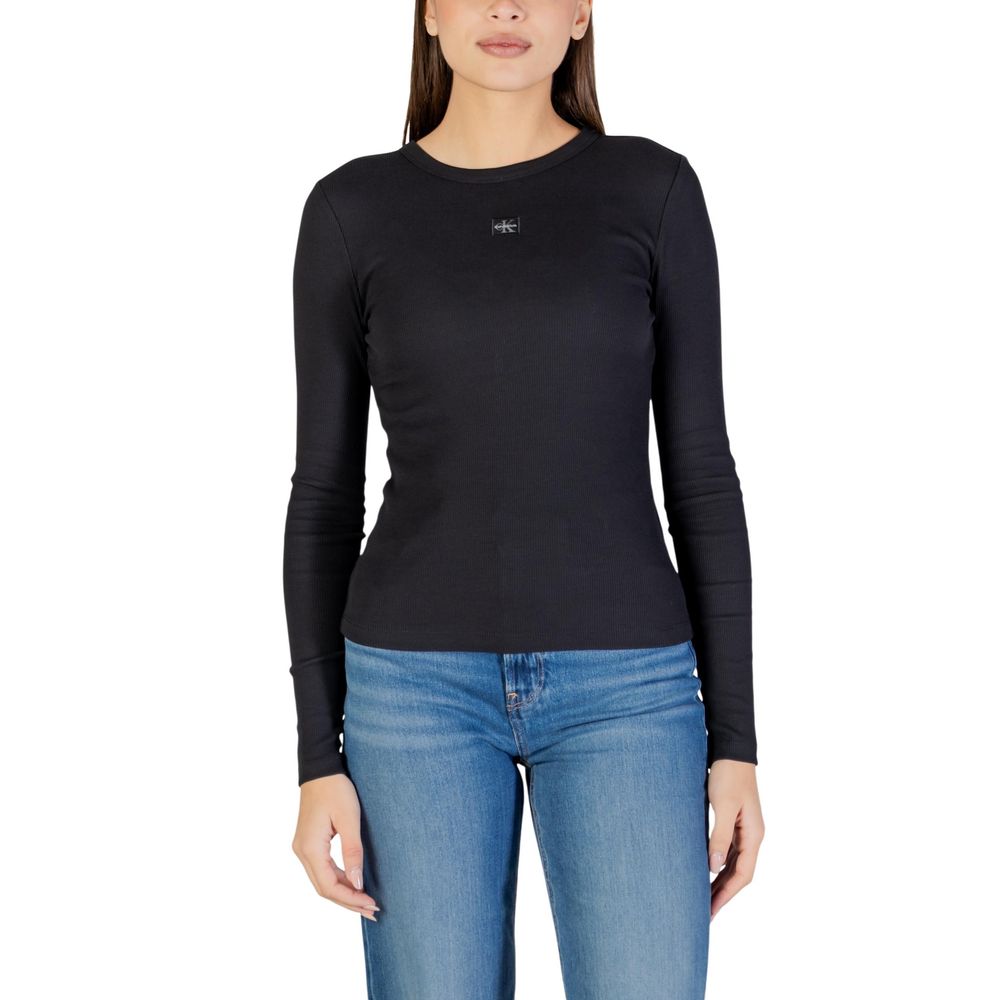 Schwarzes Langarm-T-Shirt aus Baumwolle Calvin Klein Jeans