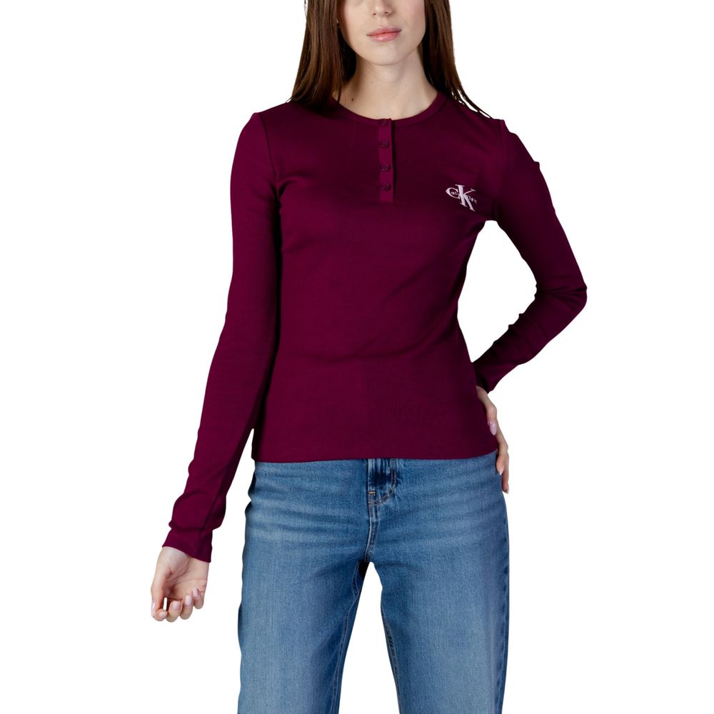 Langärmeliges T-Shirt aus Bordeaux-Baumwolle Calvin Klein Jeans