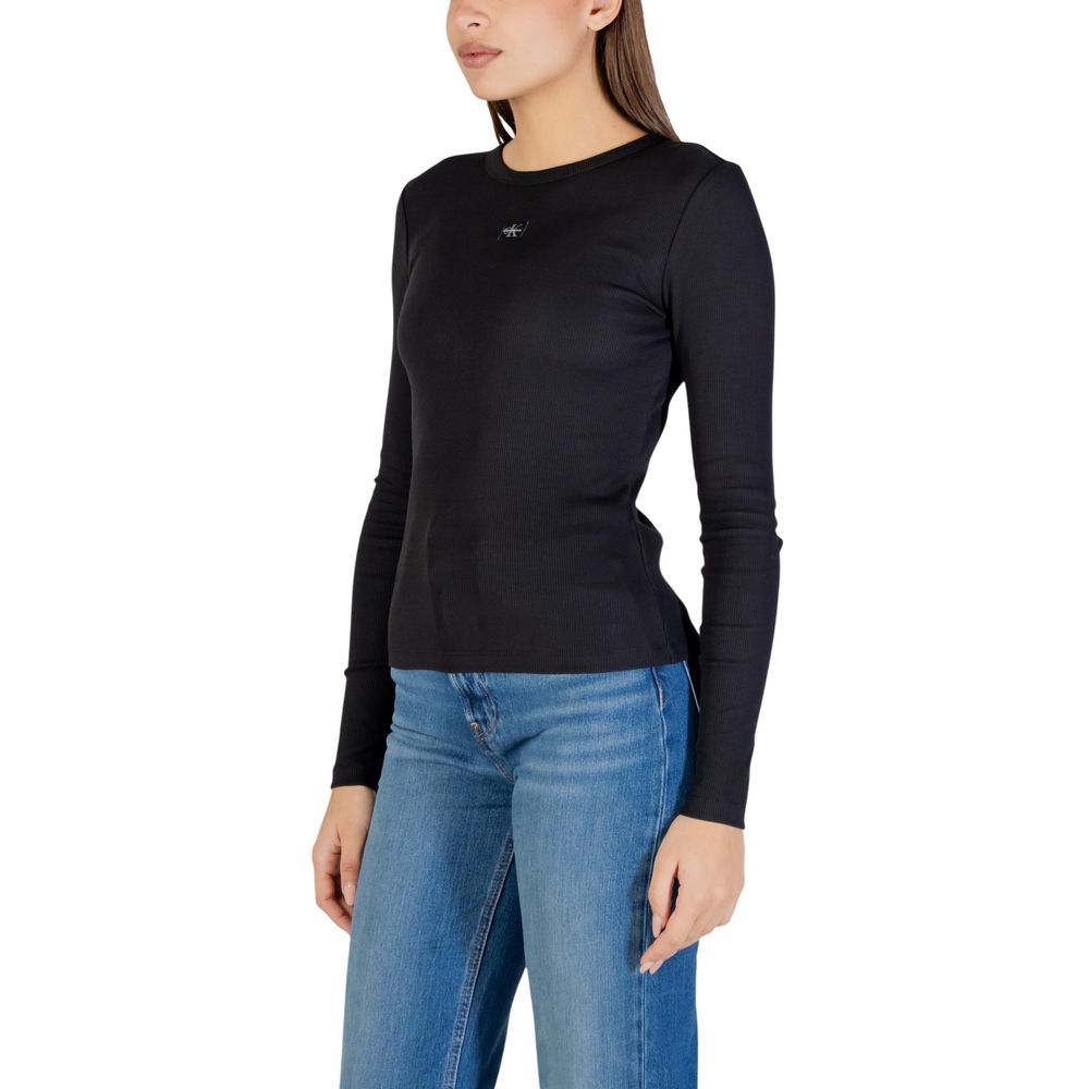 Schwarzes Langarm-T-Shirt aus Baumwolle Calvin Klein Jeans