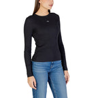 Schwarzes Langarm-T-Shirt aus Baumwolle Calvin Klein Jeans