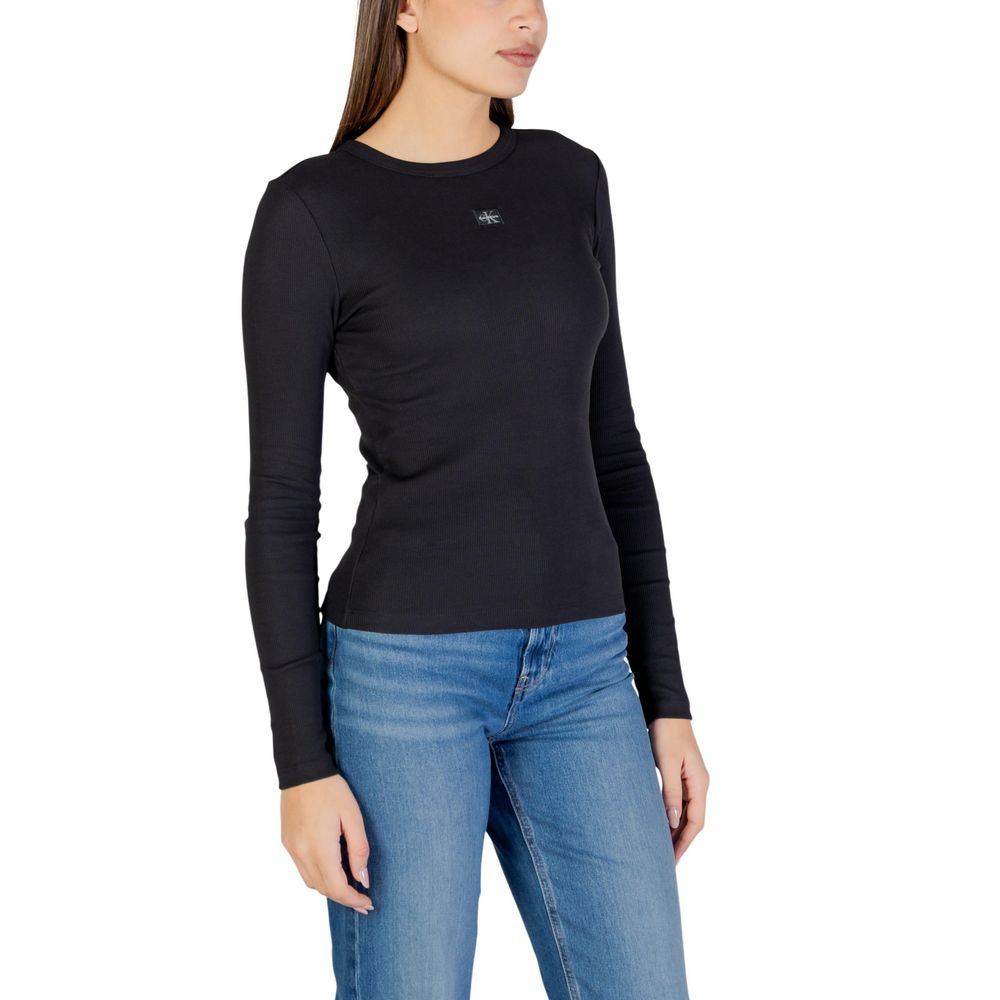 Schwarzes Langarm-T-Shirt aus Baumwolle Calvin Klein Jeans