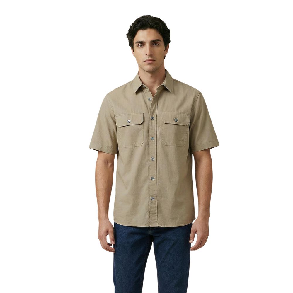 Beige Baumwoll-Shirt mit kurzen Ärmeln Armani Exchange