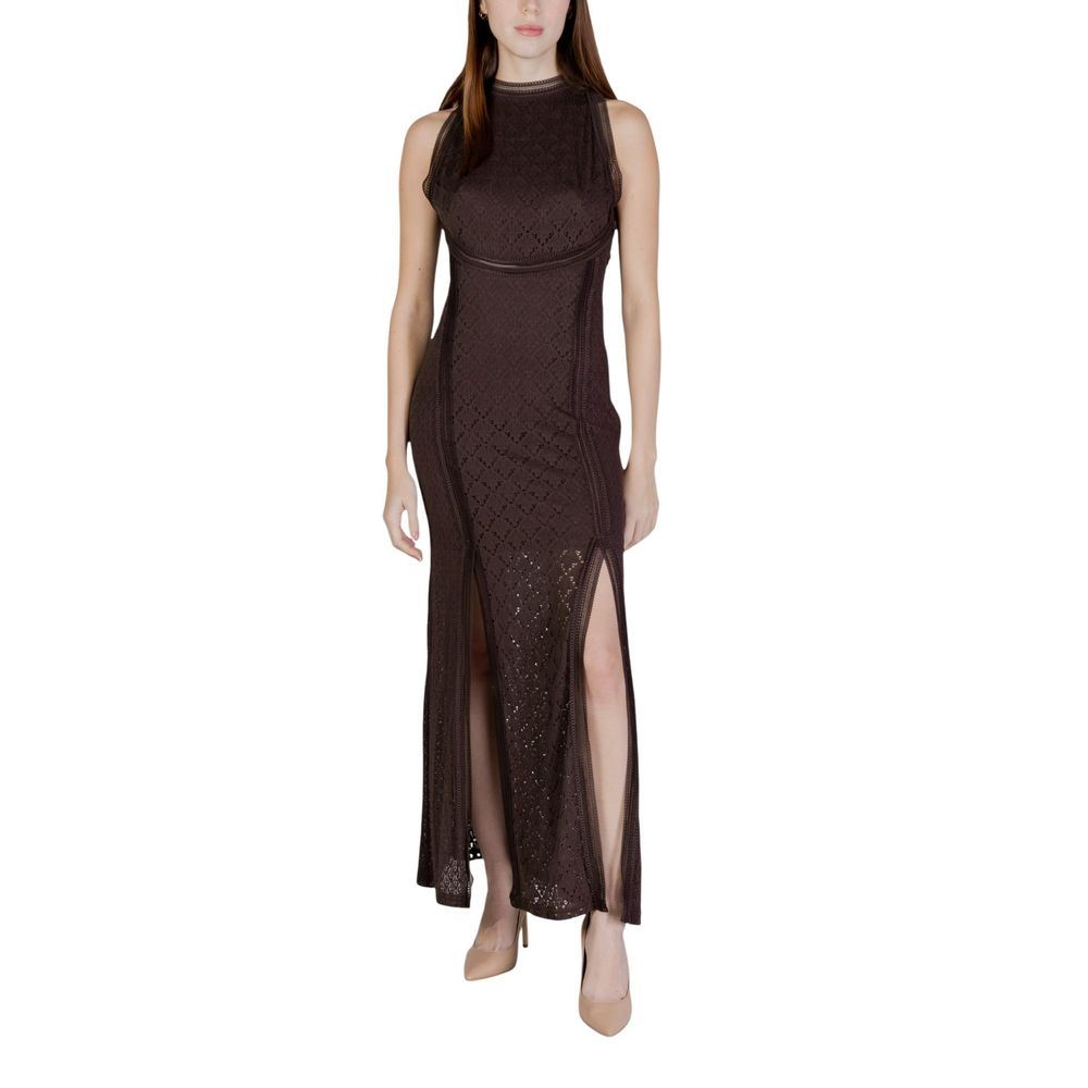Langes Braunes Polyamid-Kleid Guess