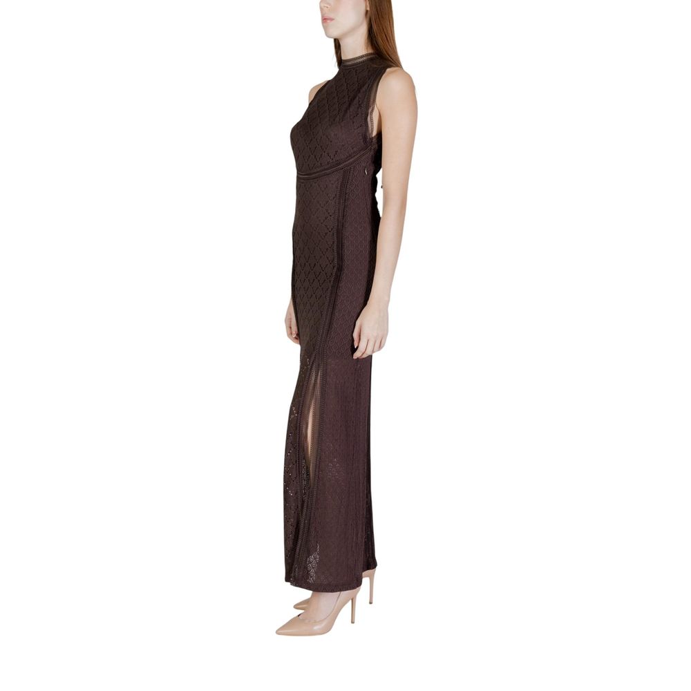 Langes Braunes Polyamid-Kleid Guess