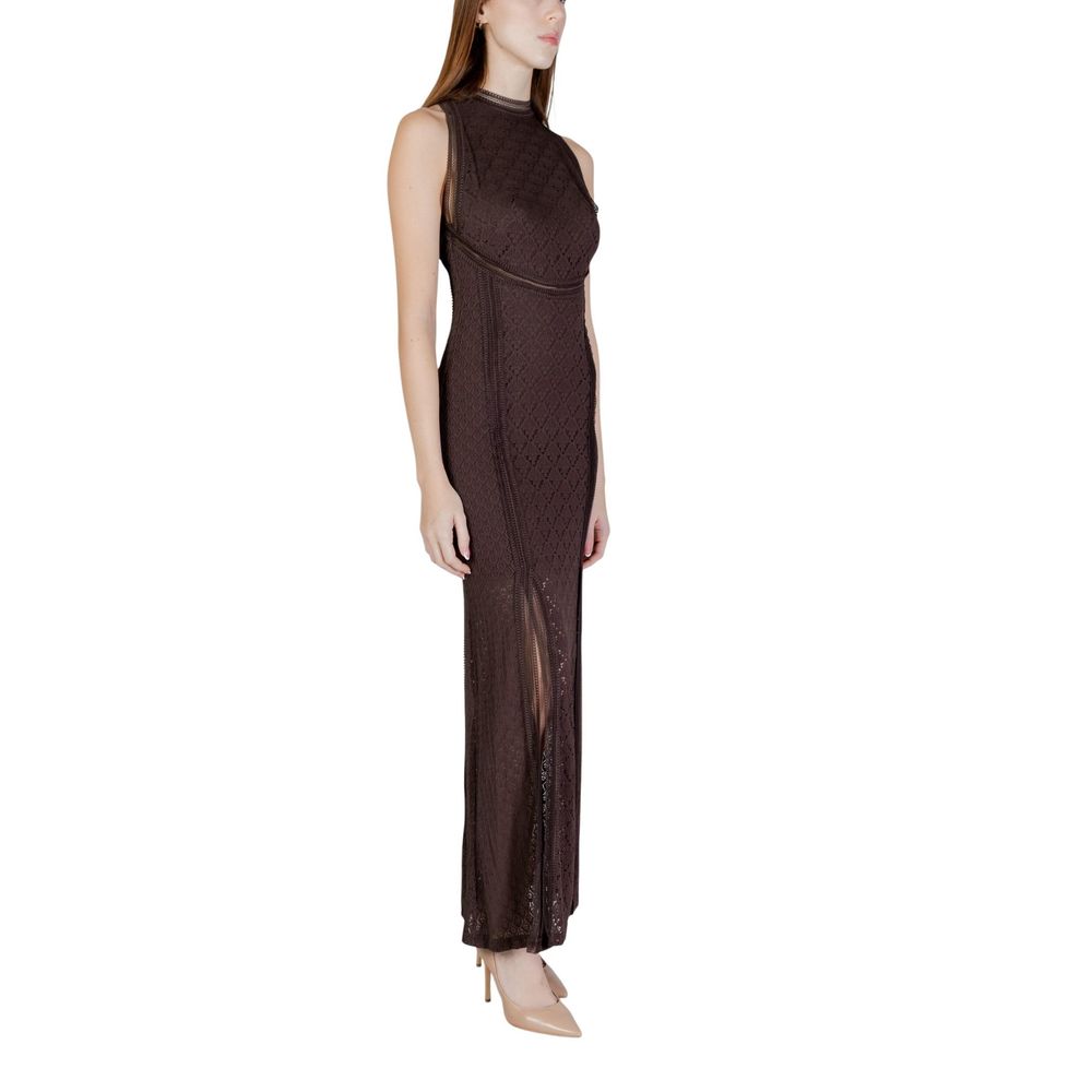 Langes Braunes Polyamid-Kleid Guess