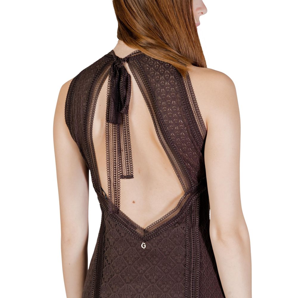 Langes Braunes Polyamid-Kleid Guess