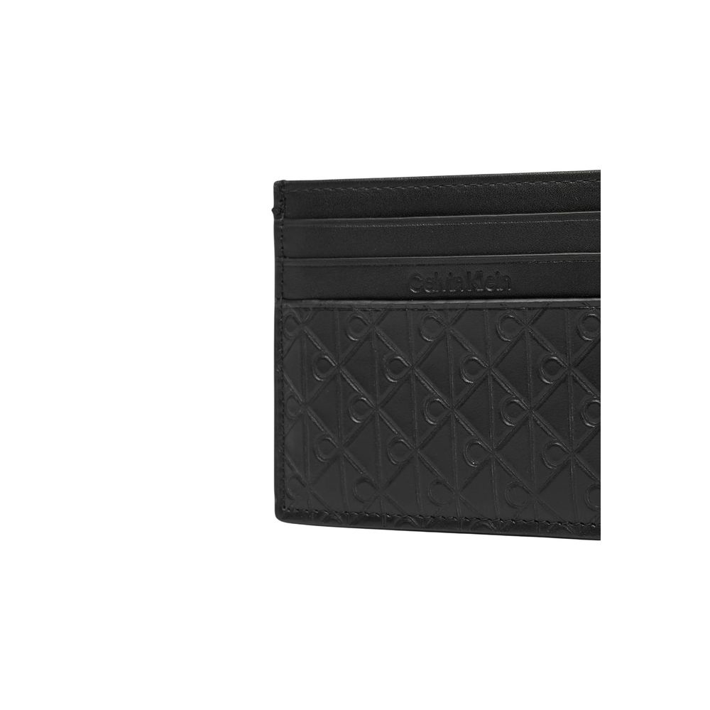 Schwarzer Kartenhalter aus Leder Calvin Klein