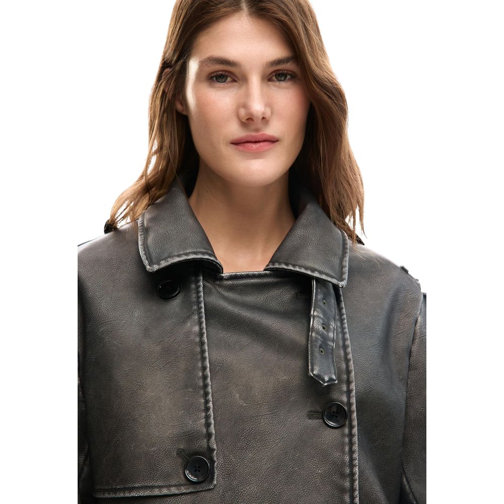 Cremefarbener Polyethylen-Mantel Desigual
