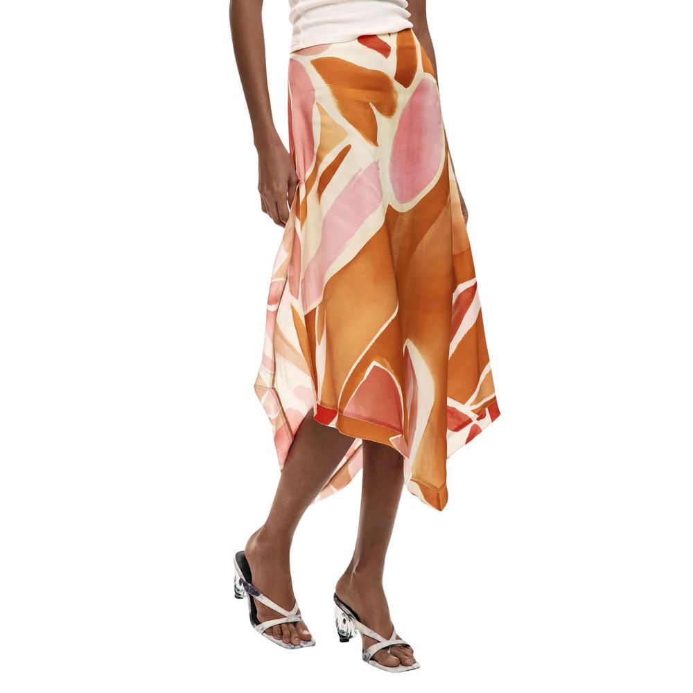 Langer Rock aus Viskose in Orange Desigual