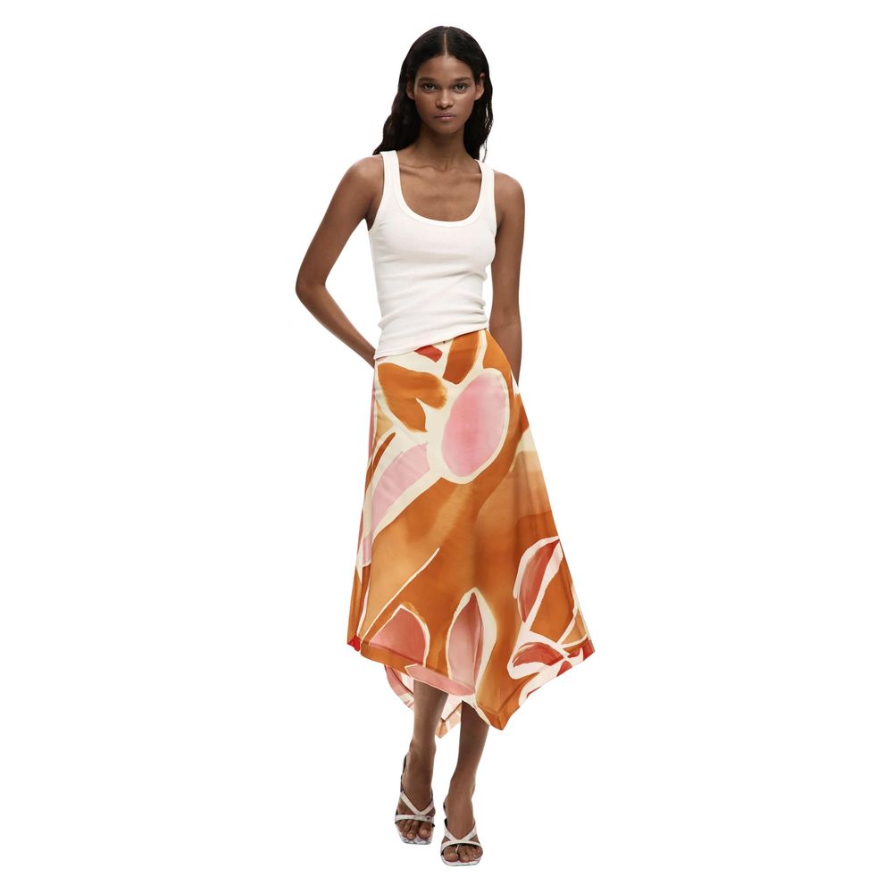 Langer Rock aus Viskose in Orange Desigual