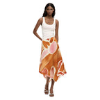 Langer Rock aus Viskose in Orange Desigual