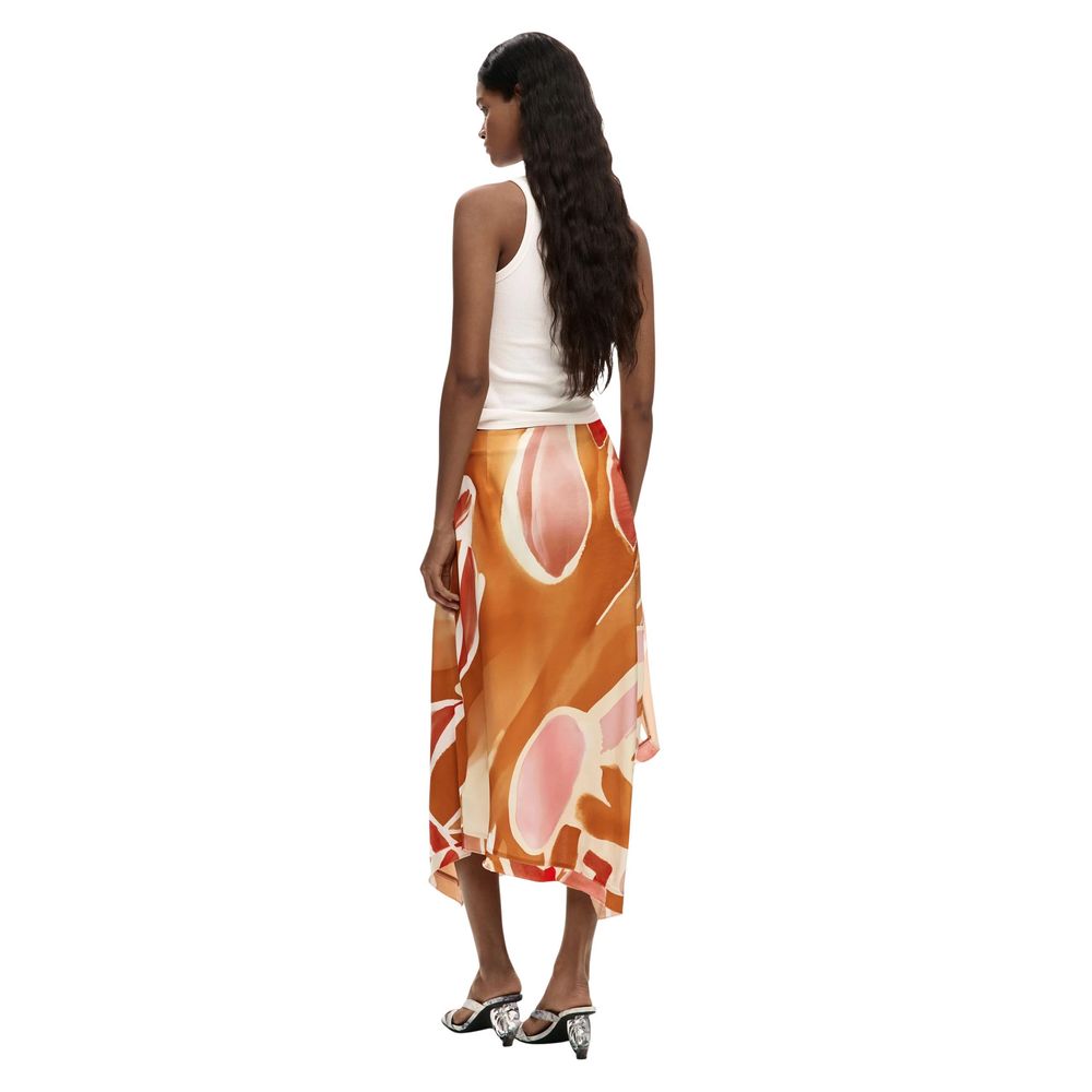 Langer Rock aus Viskose in Orange Desigual