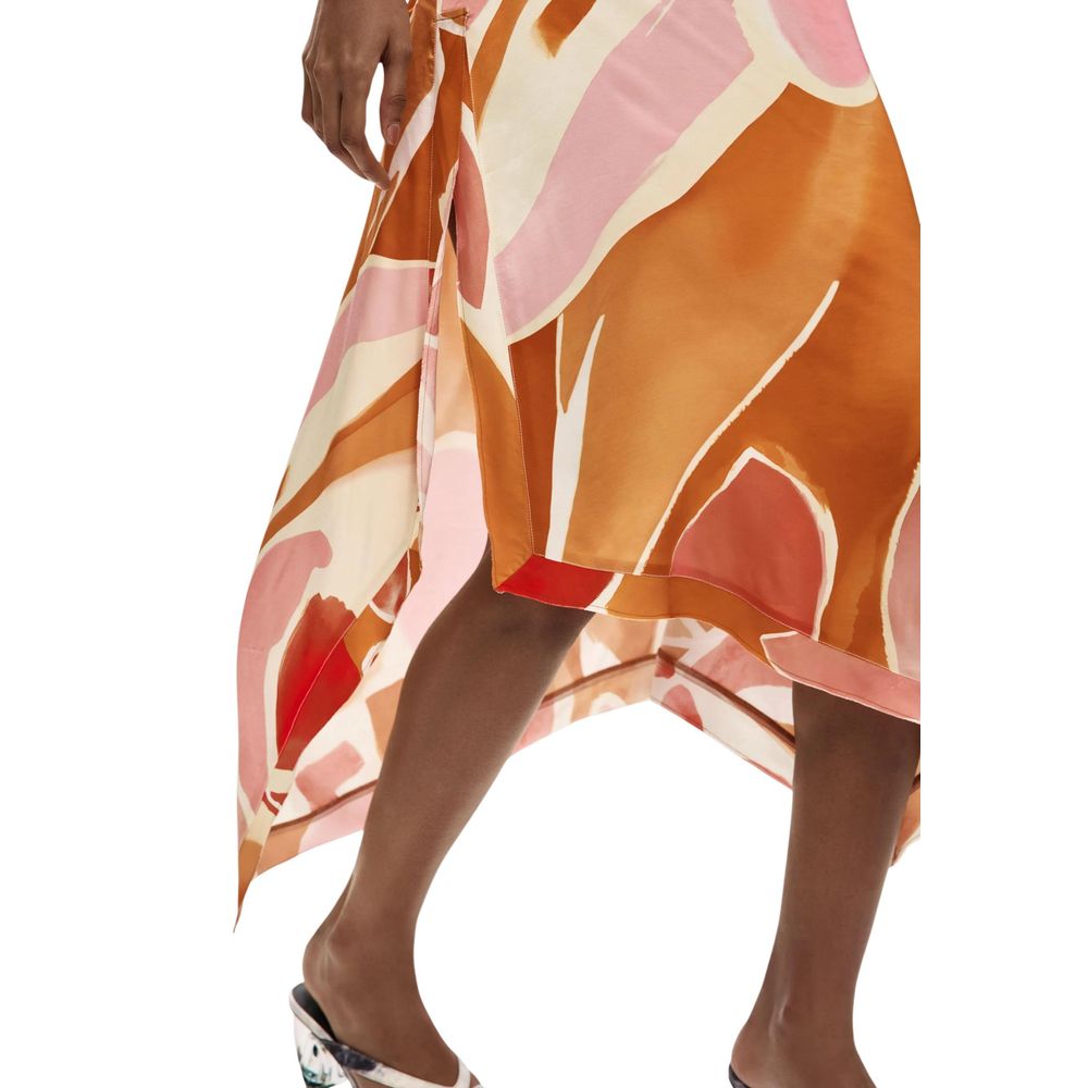 Langer Rock aus Viskose in Orange Desigual