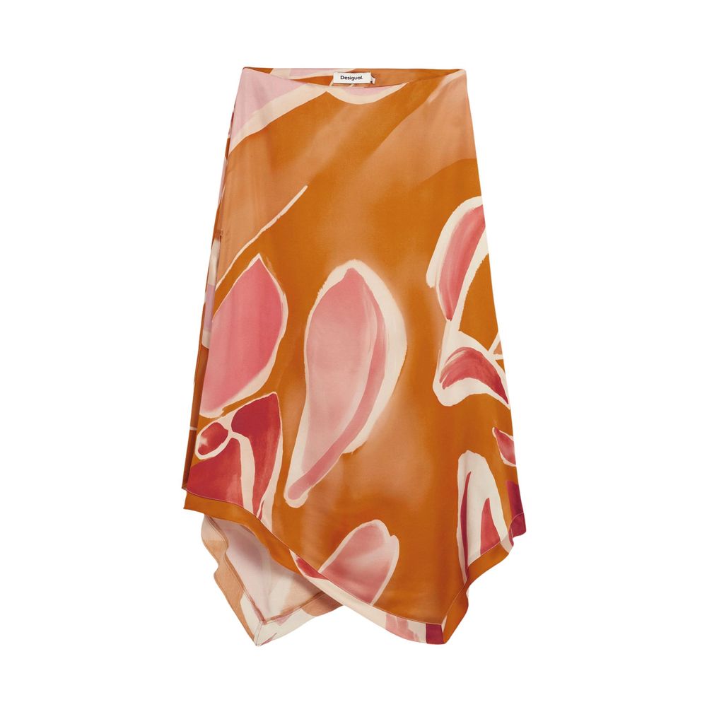 Langer Rock aus Viskose in Orange Desigual