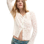 Langärmeliges T-Shirt aus Viskose in Creme Desigual