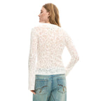 Langärmeliges T-Shirt aus Viskose in Creme Desigual