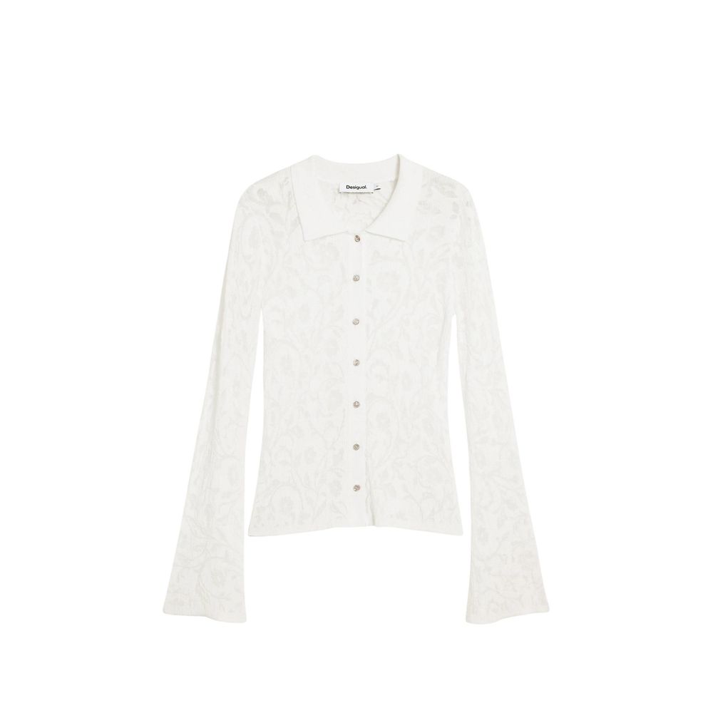 Langärmeliges T-Shirt aus Viskose in Creme Desigual