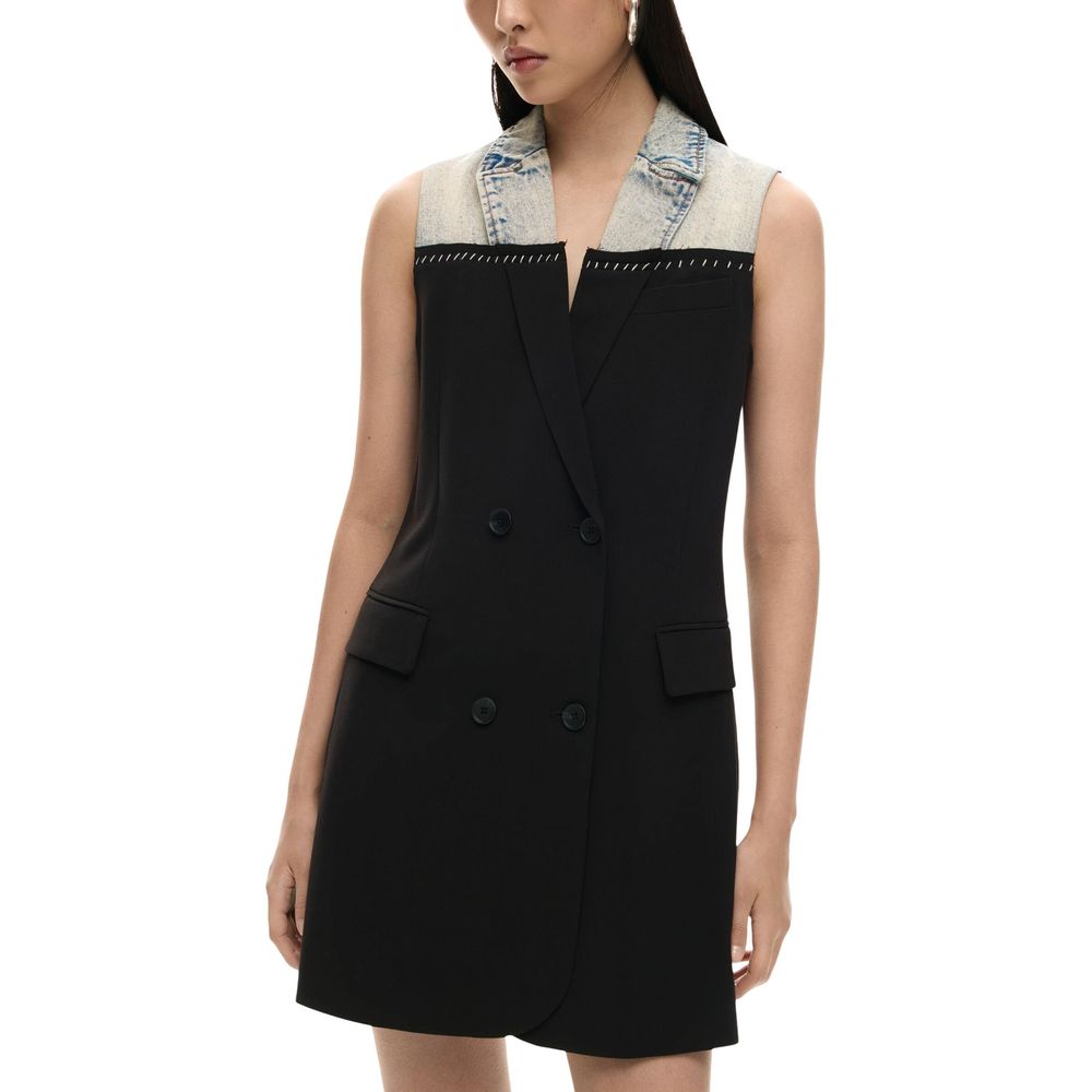 Schwarzes Polyester-Midikleid Desigual