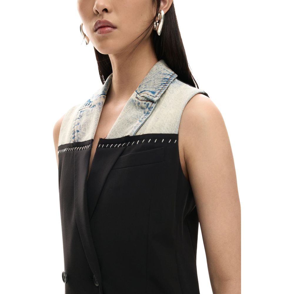 Schwarzes Polyester-Midikleid Desigual