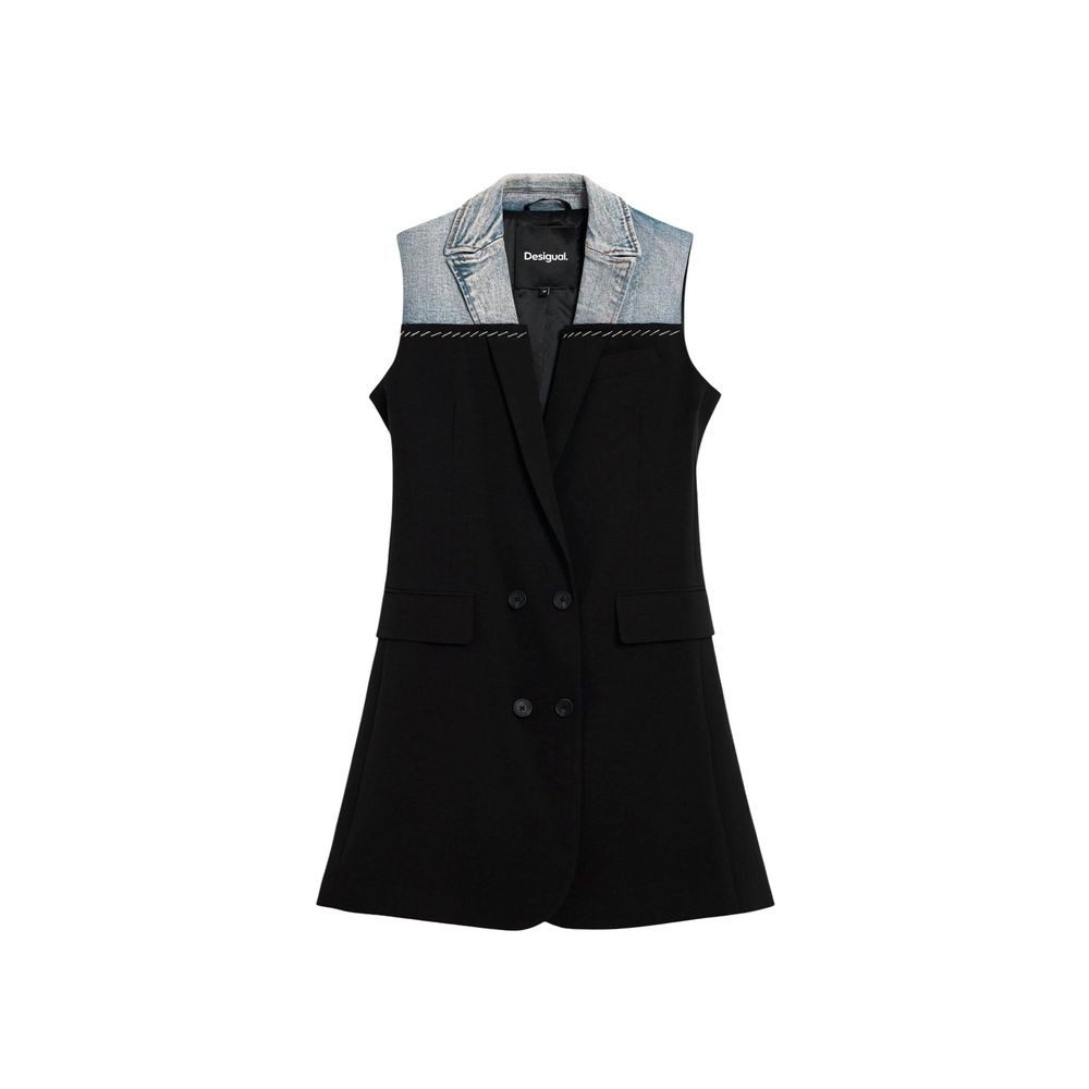 Schwarzes Polyester-Midikleid Desigual