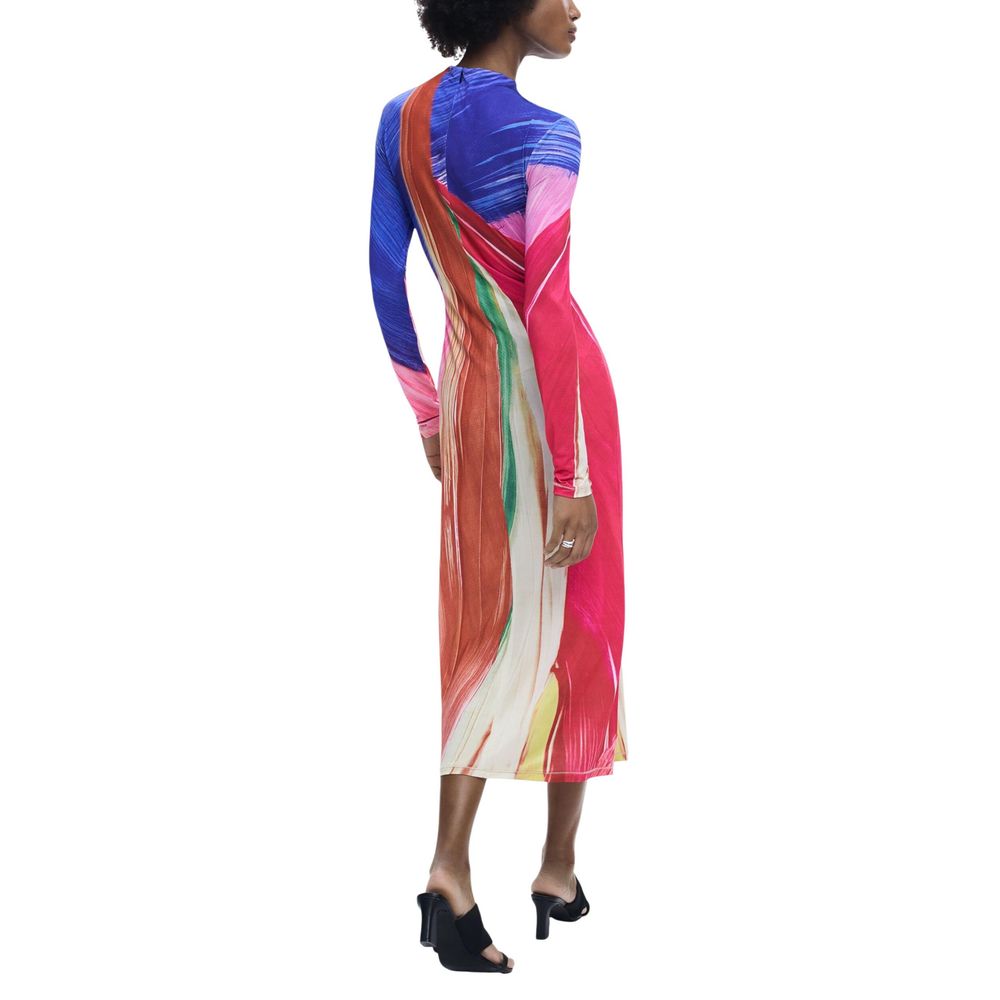 Langes Kleid aus violettem Polyester Desigual