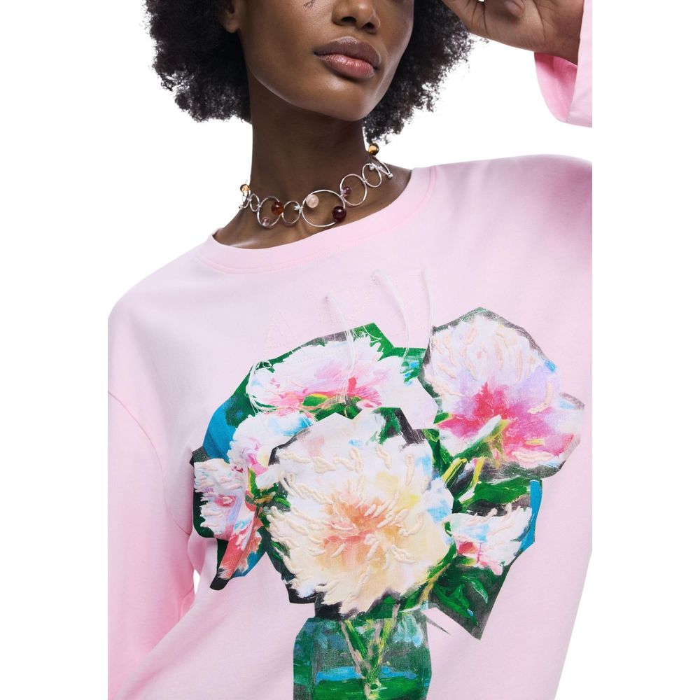 Mehrfarbiges Baumwoll-Langarm-T-Shirt Desigual