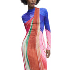 Langes Kleid aus violettem Polyester Desigual