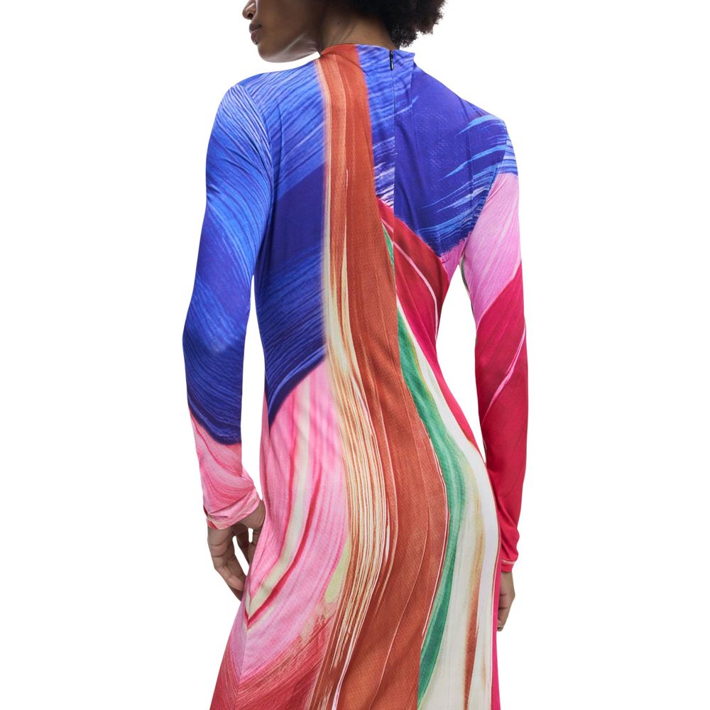 Langes Kleid aus violettem Polyester Desigual