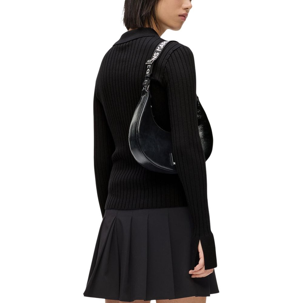 Schwarzes Langarmshirt aus Viskose Karl Lagerfeld
