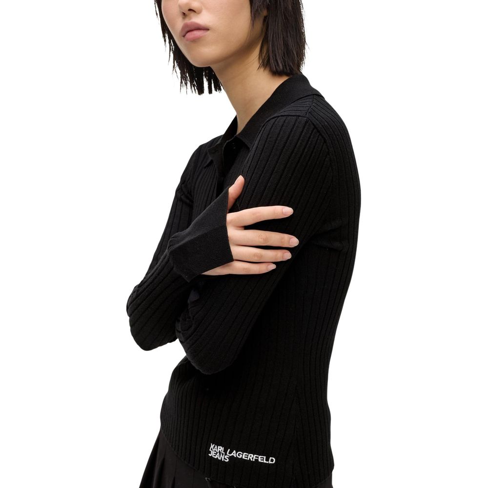 Schwarzes Langarmshirt aus Viskose Karl Lagerfeld