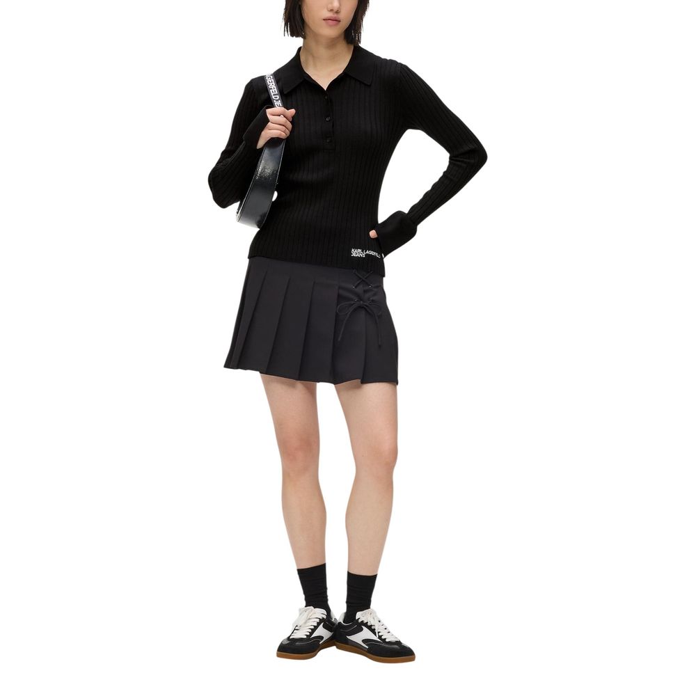 Schwarzes Langarmshirt aus Viskose Karl Lagerfeld