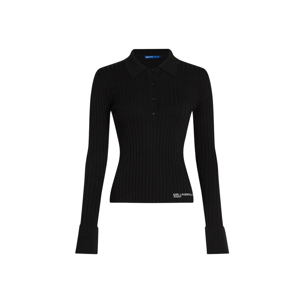 Schwarzes Langarmshirt aus Viskose Karl Lagerfeld