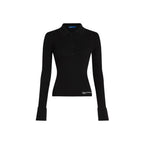 Schwarzes Langarmshirt aus Viskose Karl Lagerfeld