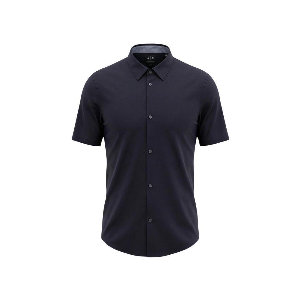 Blaue Polyamid-Kurzarmhemd Armani Exchange