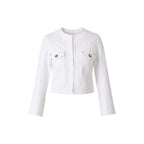 Weiße Baumwolljacke in voller Länge Guess