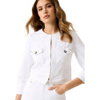 Weiße Baumwolljacke in voller Länge Guess