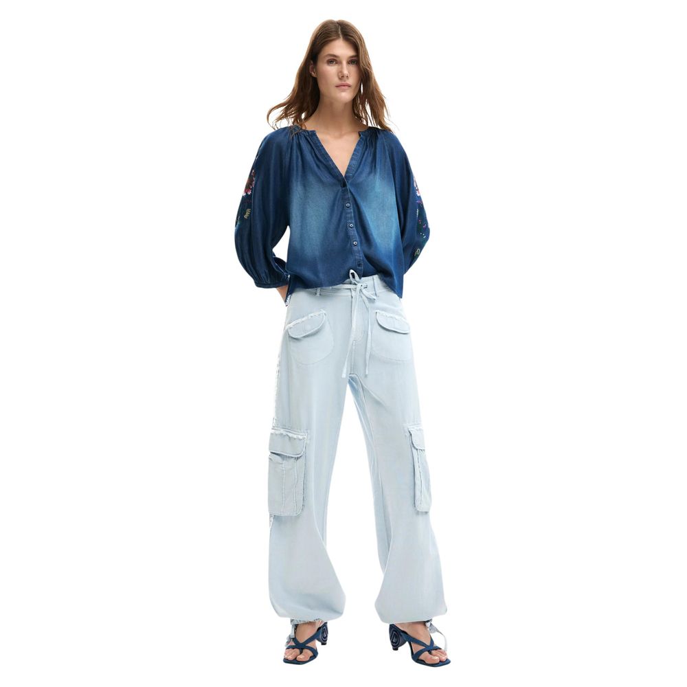Blaue Baumwoll-Freizeithose Desigual