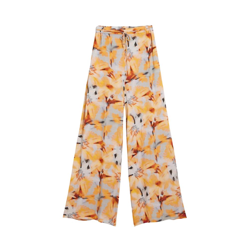 Orange Viscose Casual Pants Desigual