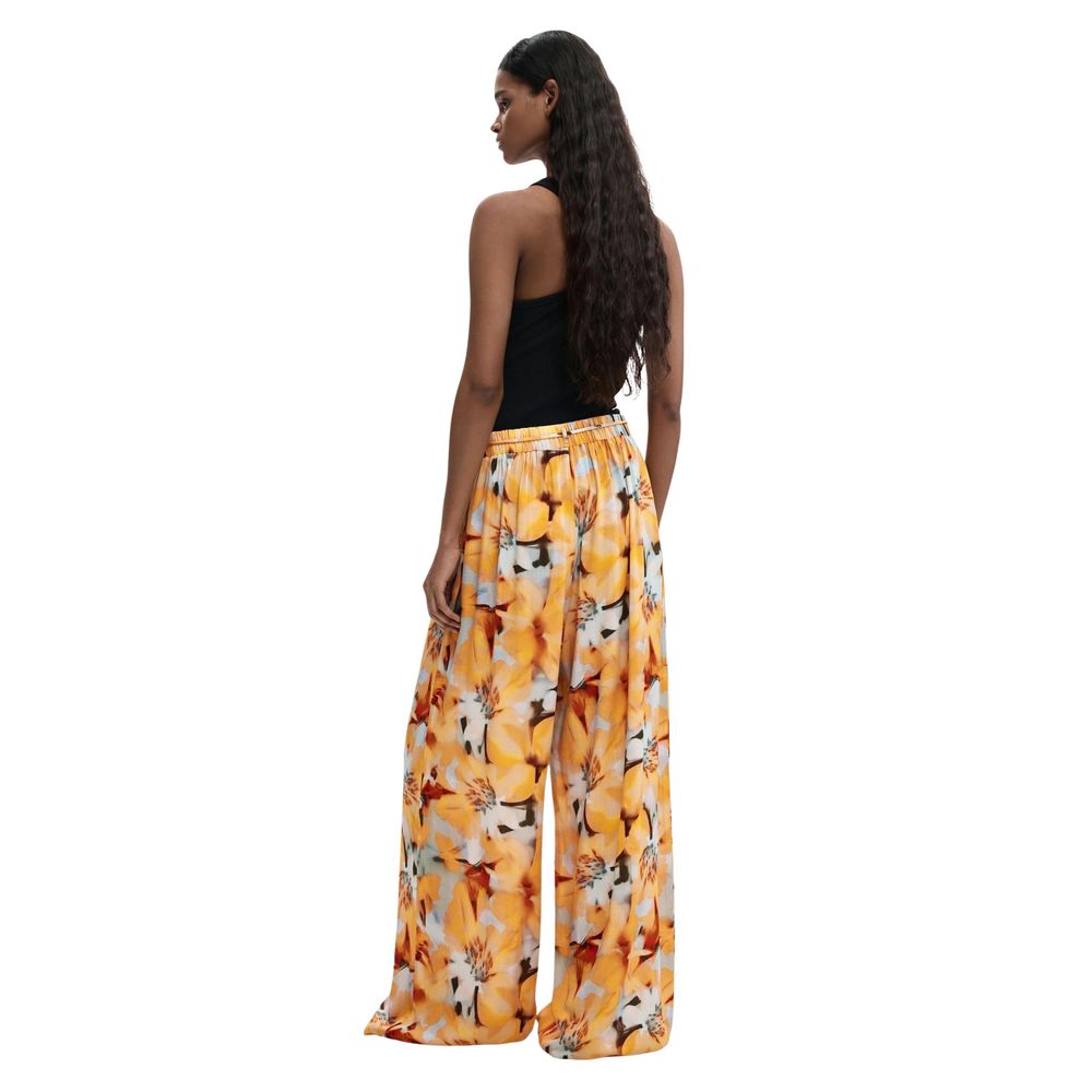 Orange Viscose Casual Pants Desigual