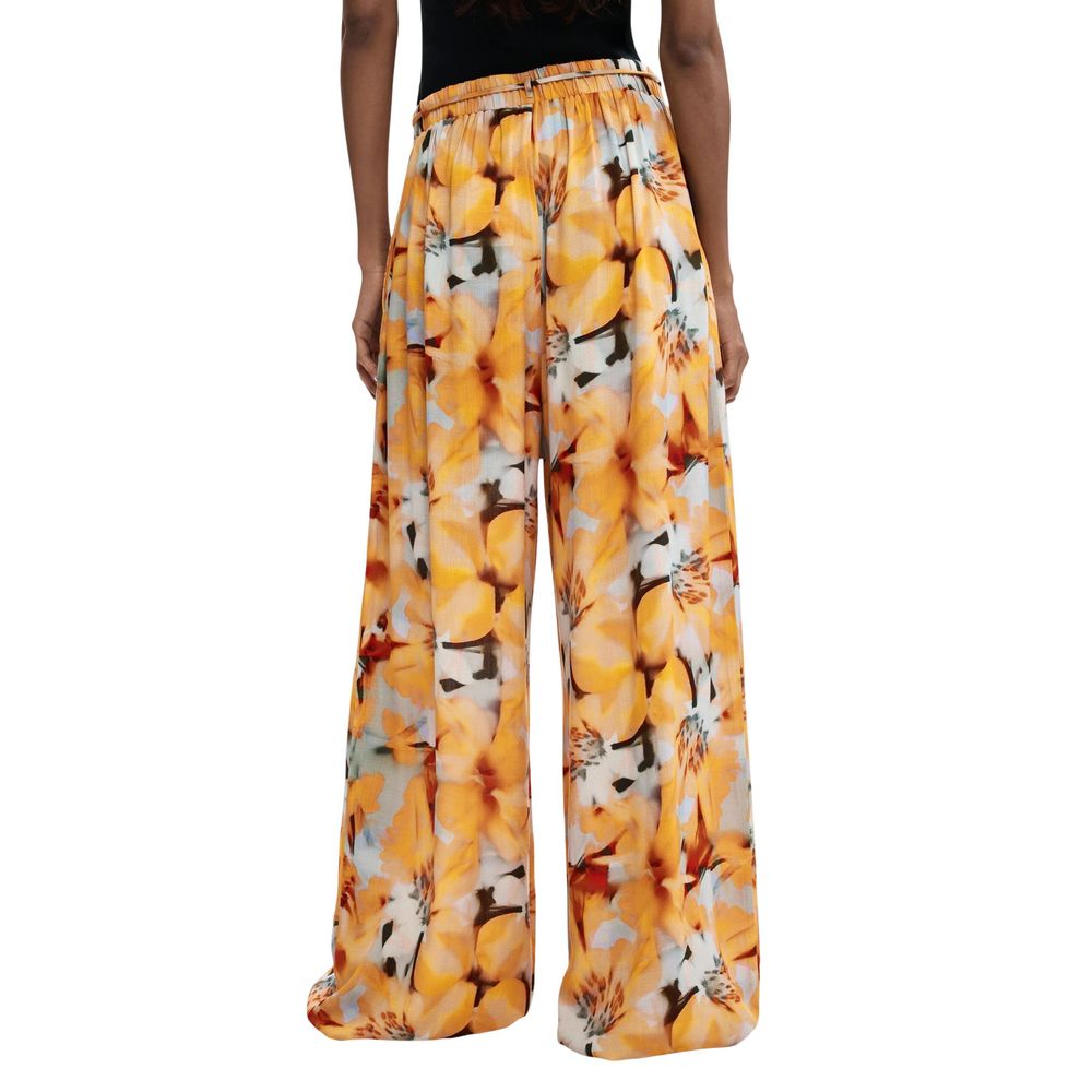 Orange Viscose Casual Pants Desigual
