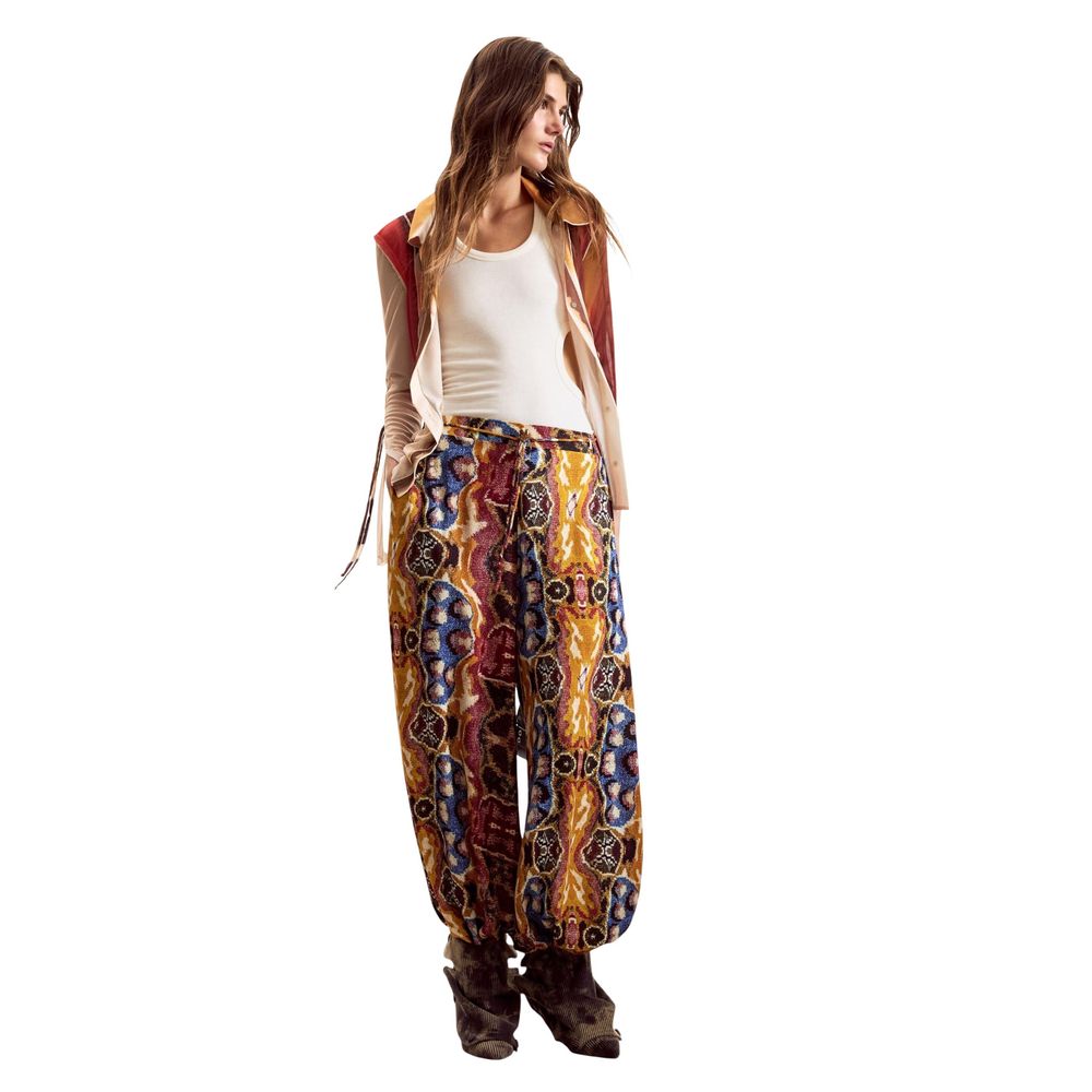 Orange Viscose Casual Pants Desigual