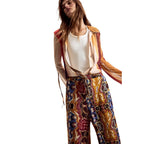 Orange Viscose Casual Pants Desigual