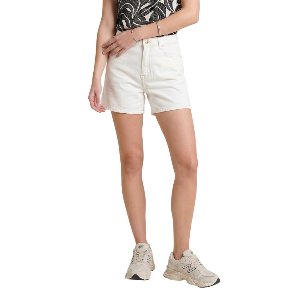 Kurze Shorts aus cremefarbener Baumwolle Guess
