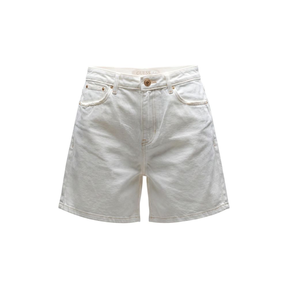 Kurze Shorts aus cremefarbener Baumwolle Guess