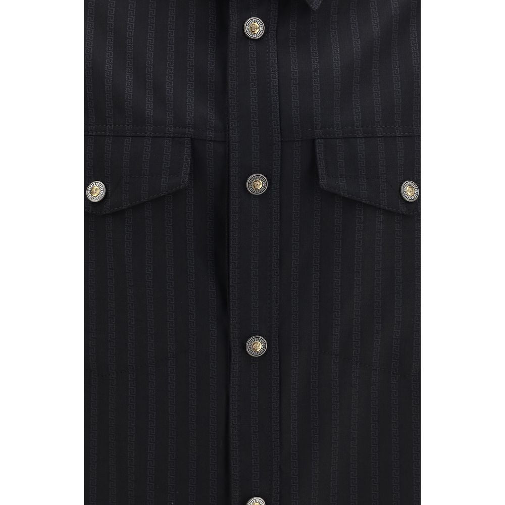 Schwarzes Oves Aries Hemd aus Wolle Versace