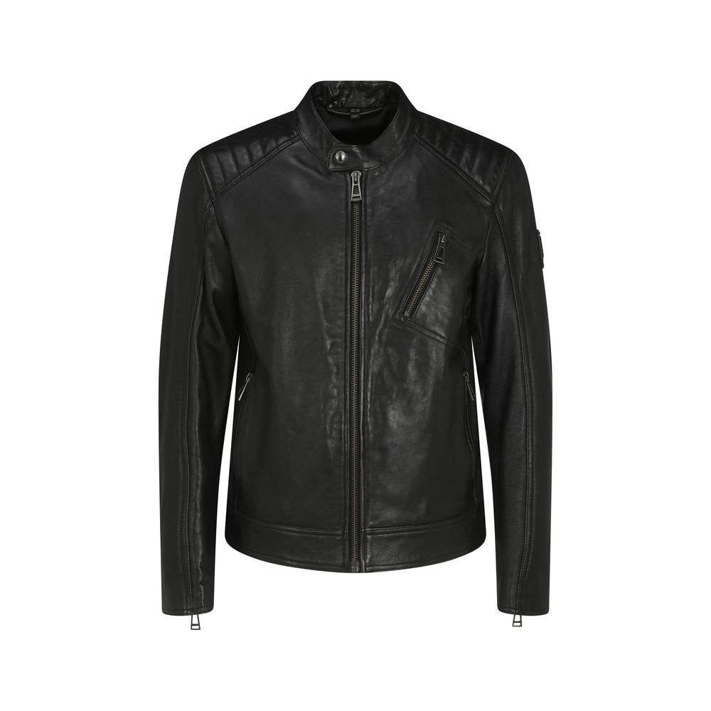 Schwarze Lammlederjacke Ovis Aries Belstaff