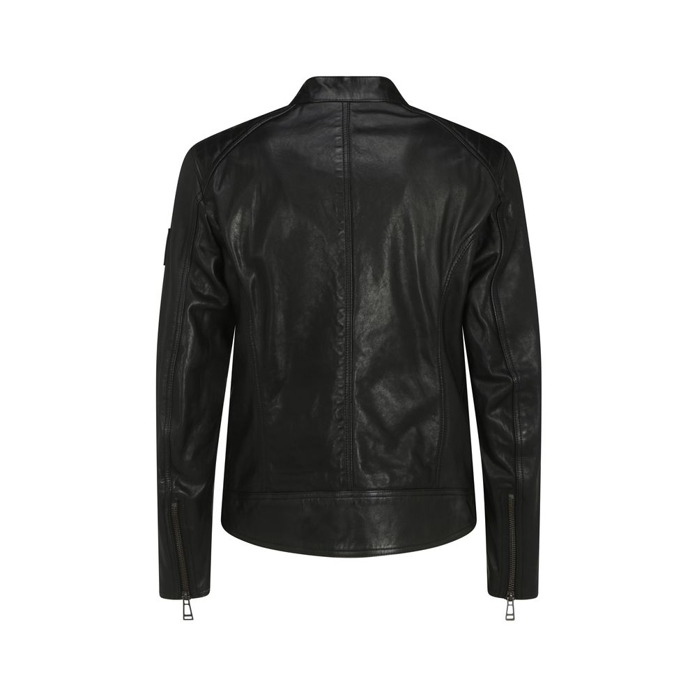 Schwarze Lammlederjacke Ovis Aries Belstaff
